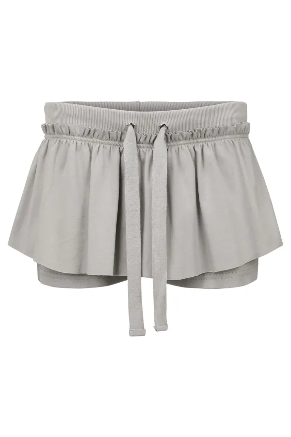 RUFFLE SHORT PANTS LIGHT GRAY