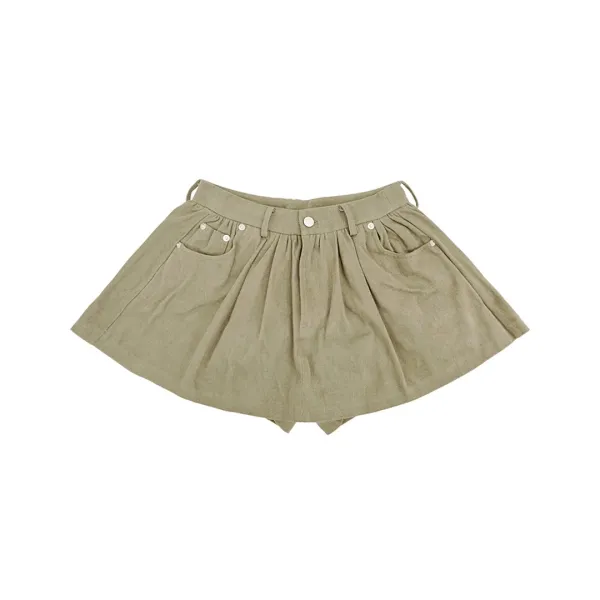 Shirring Mini Skirt (milk tea beige)