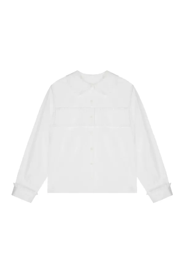 ROUND COLLAR RUFFLE SHIRT (WHITE)