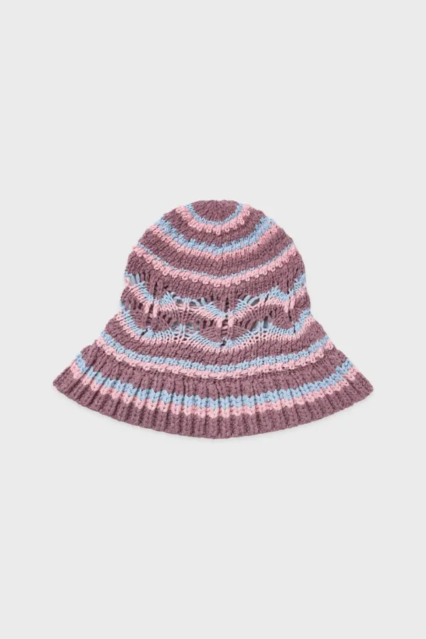 Striped Crochet Beanie (Purple)