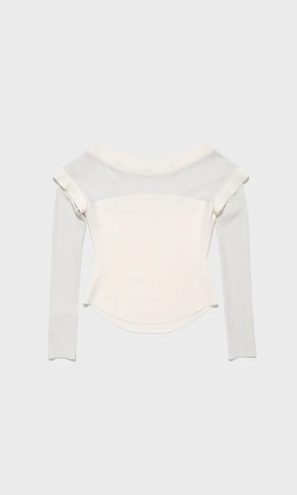 Sheer-Combi Off Shoulder Top_Ivory (1차 리오더)