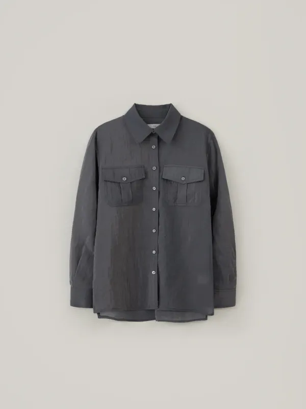 Pocket Sheer Shirt - Charcoal
