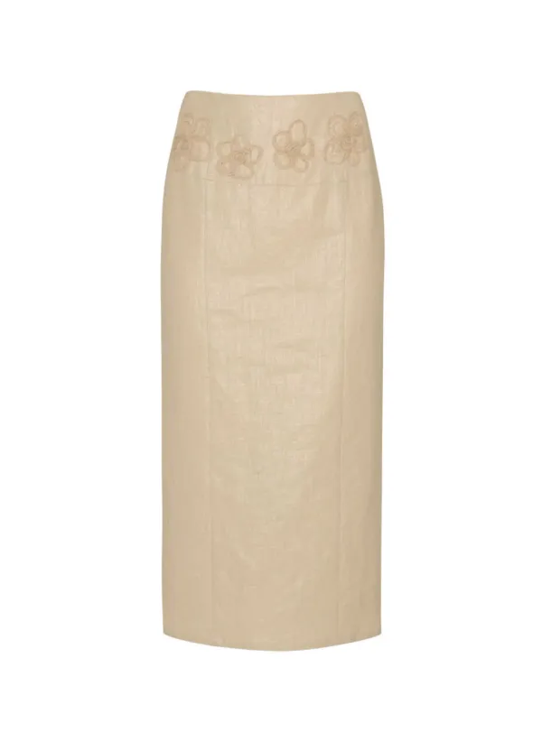 Shiny Flower Skirt (Beige)