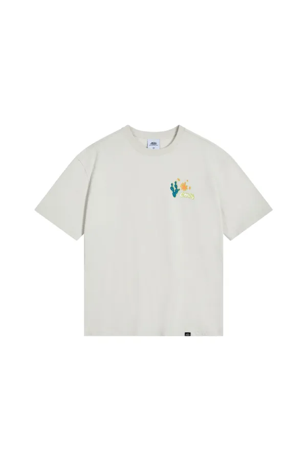 COASTAL EMBROIDERY T-SHIRT-CHALK WHITE