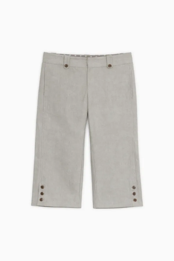 VINTAGE DOT BUTTON CAPRI PANTS, BEIGE