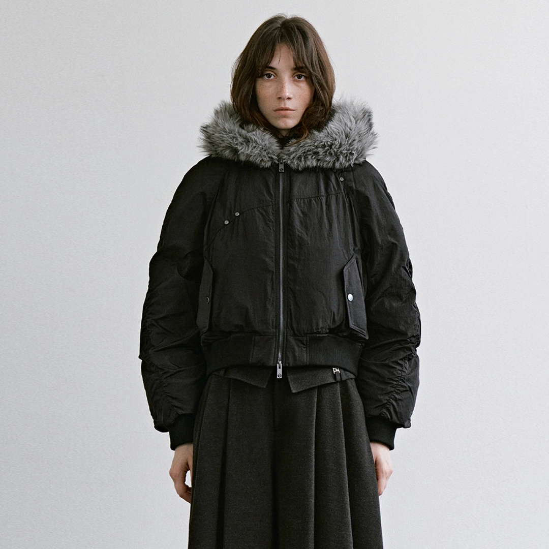 트리밍버드 Fur Trimmed Short Down Jacket [ Black ] 상품 이미지 2