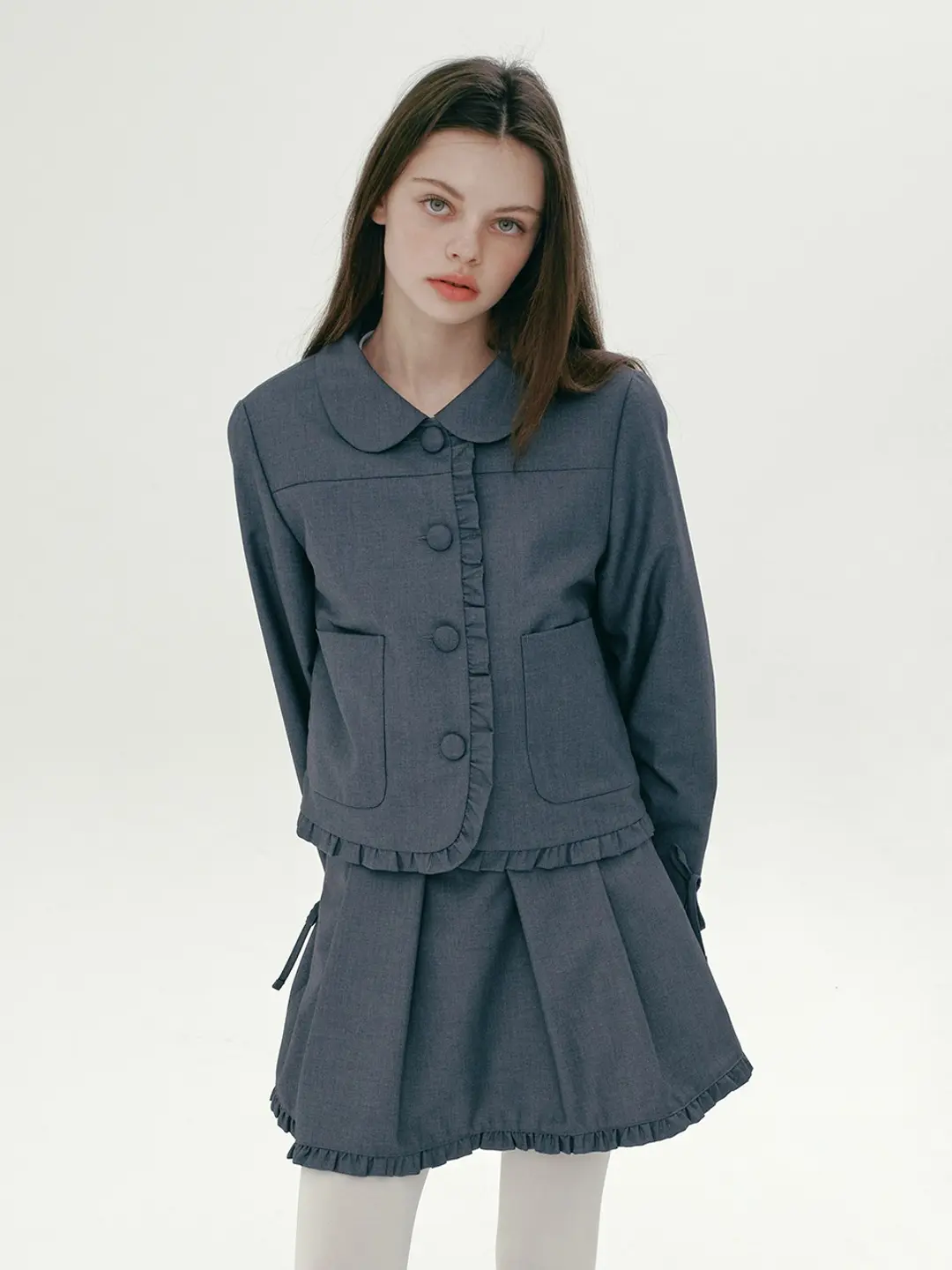 마가린핑거스 FRILL RIBBON JACKET (GREY) 상품 이미지 2
