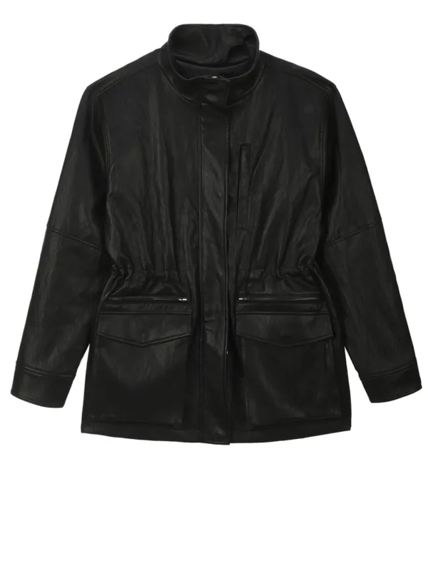 Brighton Faux Leather Drawstring Safari Jacket