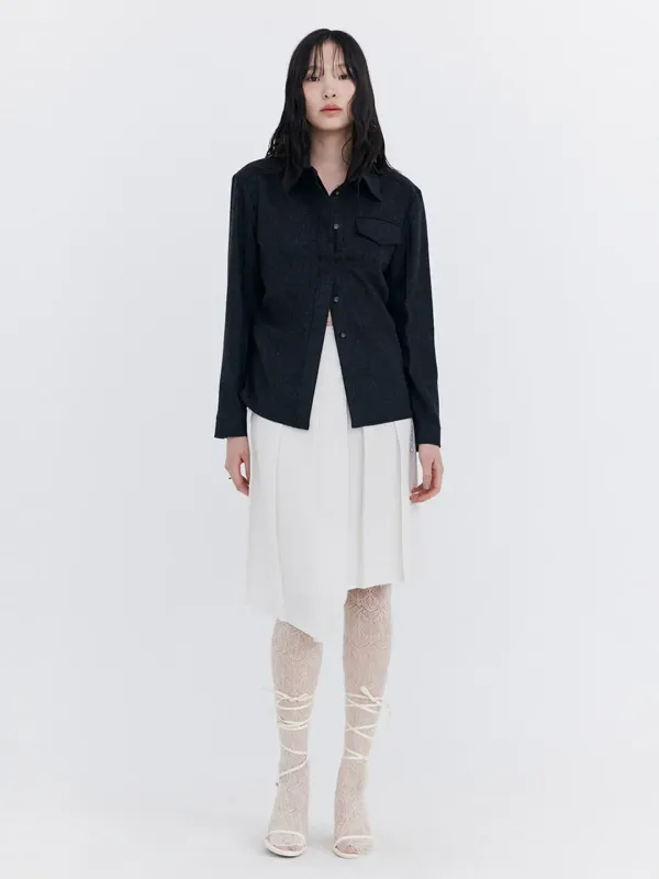 Wool Slim-Line Shirt_Charcoal