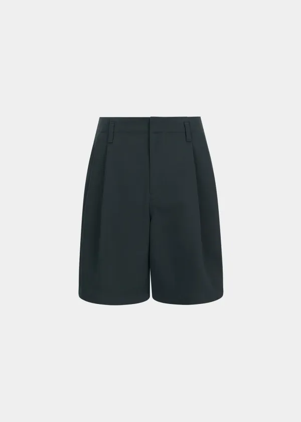 W STRUCTURED COTTON SHORTS - DARK GREEN