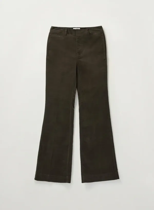 (W) Soft Corduroy Semi Flared Pants - Brown