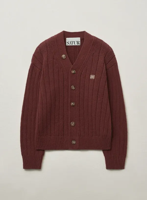 [RIIZE\'s Pick] (W) Faro Over Size Boucle Cardigan - Burgundy