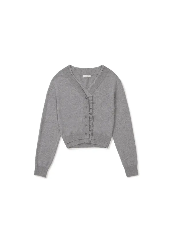 DOUBLE-LAYER WAVY CARDIGAN (MELANGE GREY)