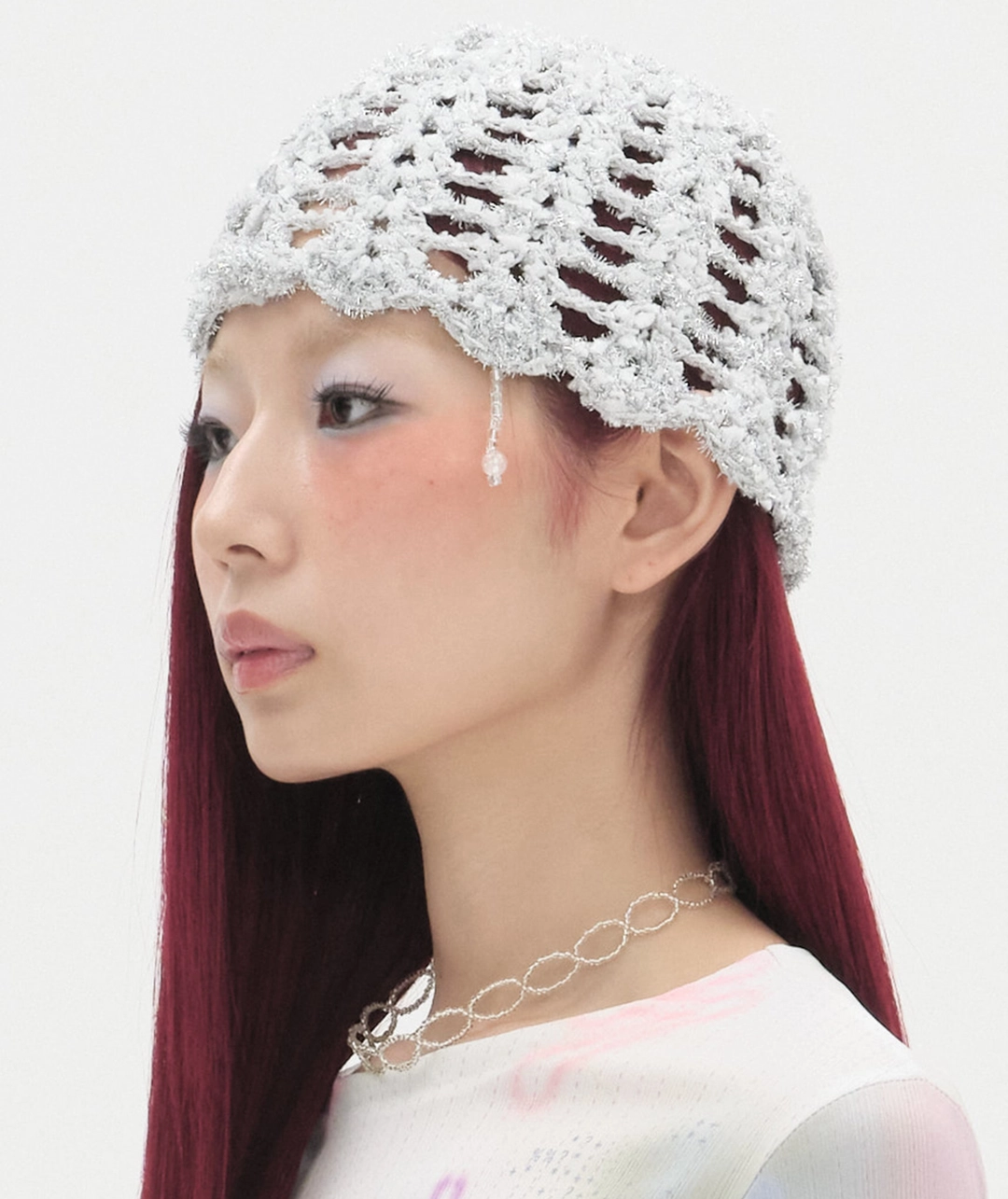 타입서비스 Shimmery Beaded Strap Beanie [Silver] 상품 이미지 2