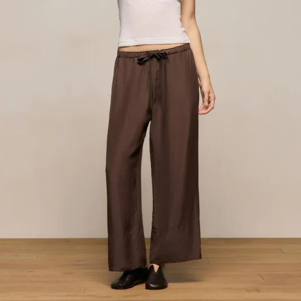 Washed Silk Wide Cuff Pant - Washed Brown