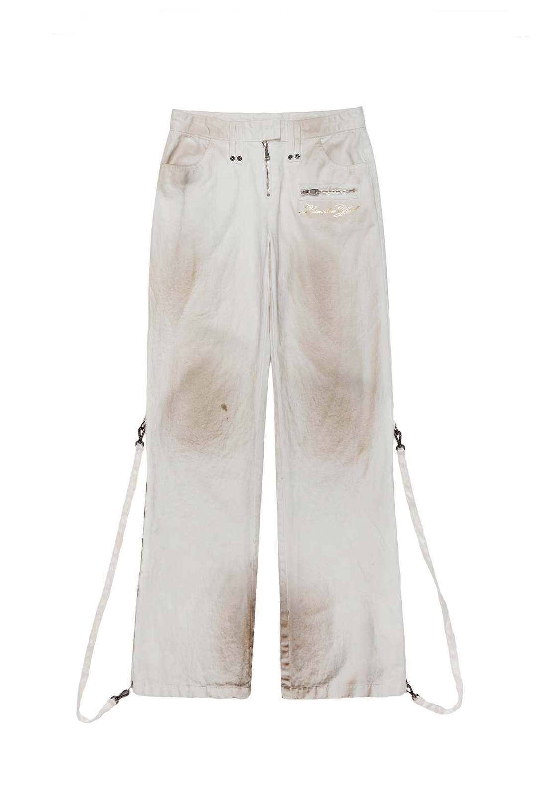 와이이이엘 DIRTY WASHED ZIPPER PANTS WHITE 상품 이미지 1