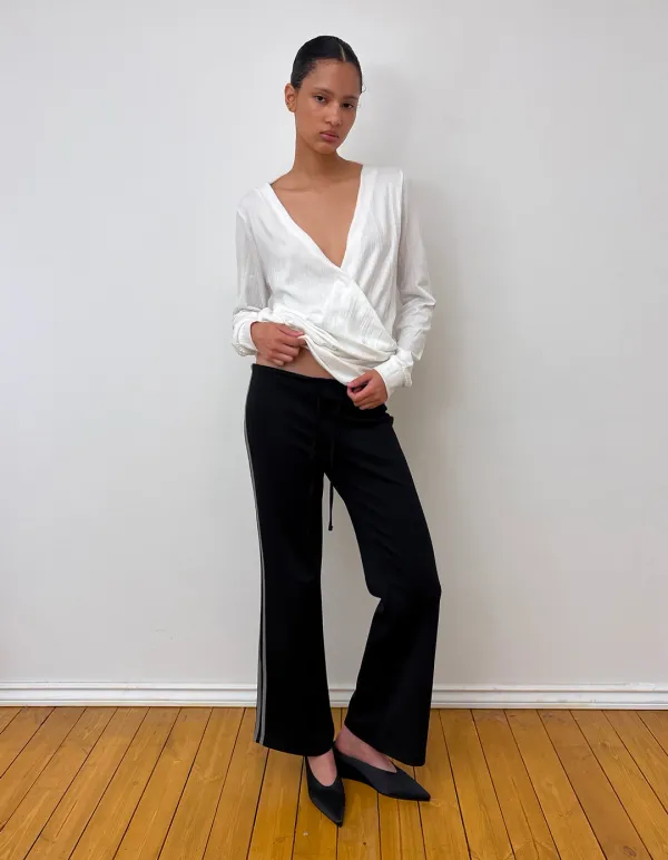 TRACK FLARE PANTS, BLACK