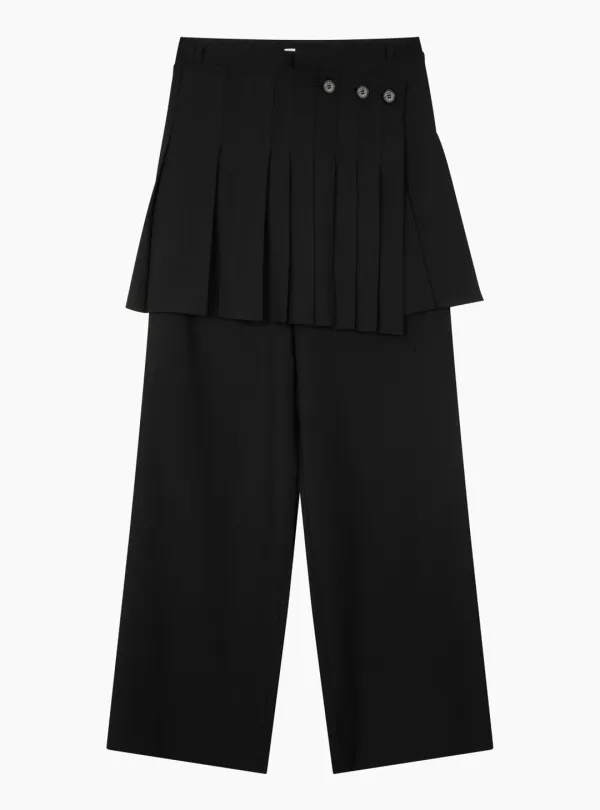 PLEATED SKIRT SLACKS (BLACK)