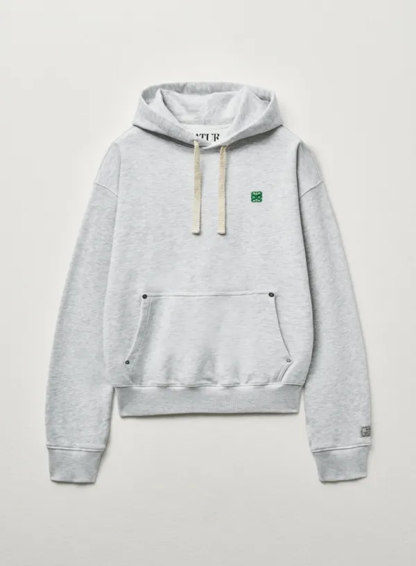 Loren Small Logo Rivet Hoodie - Melange White