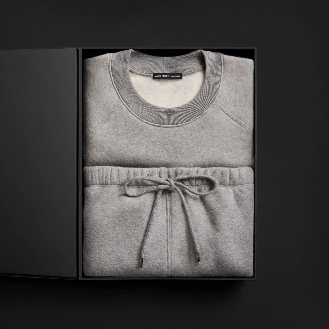 제임스펄스 Women's Cozy Fleece Crew & Cozy Wide Leg Sweat Pant Gift Set - Heather Grey 상품 이미지 1