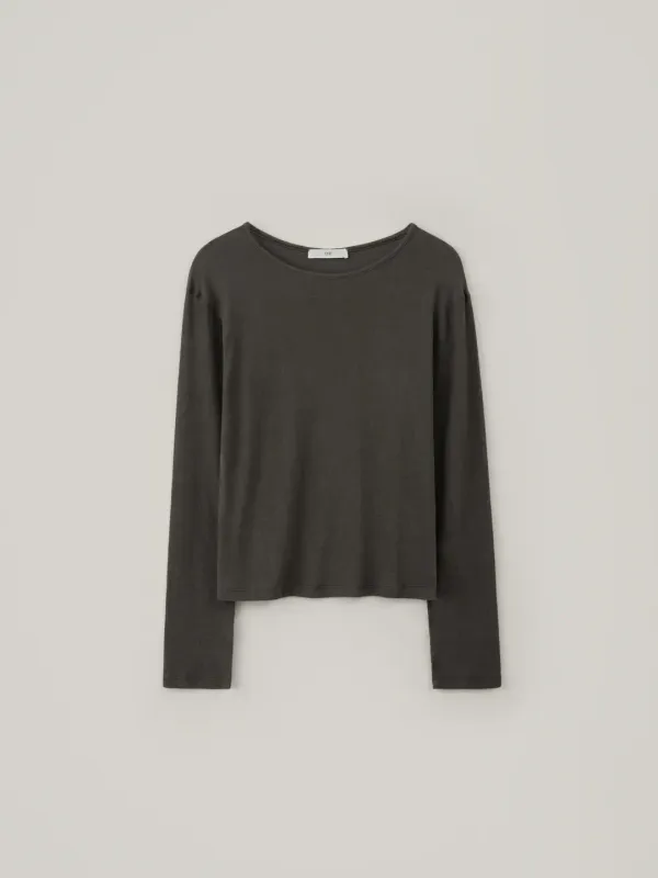 Fresh Cotton Long Top - Charcoal