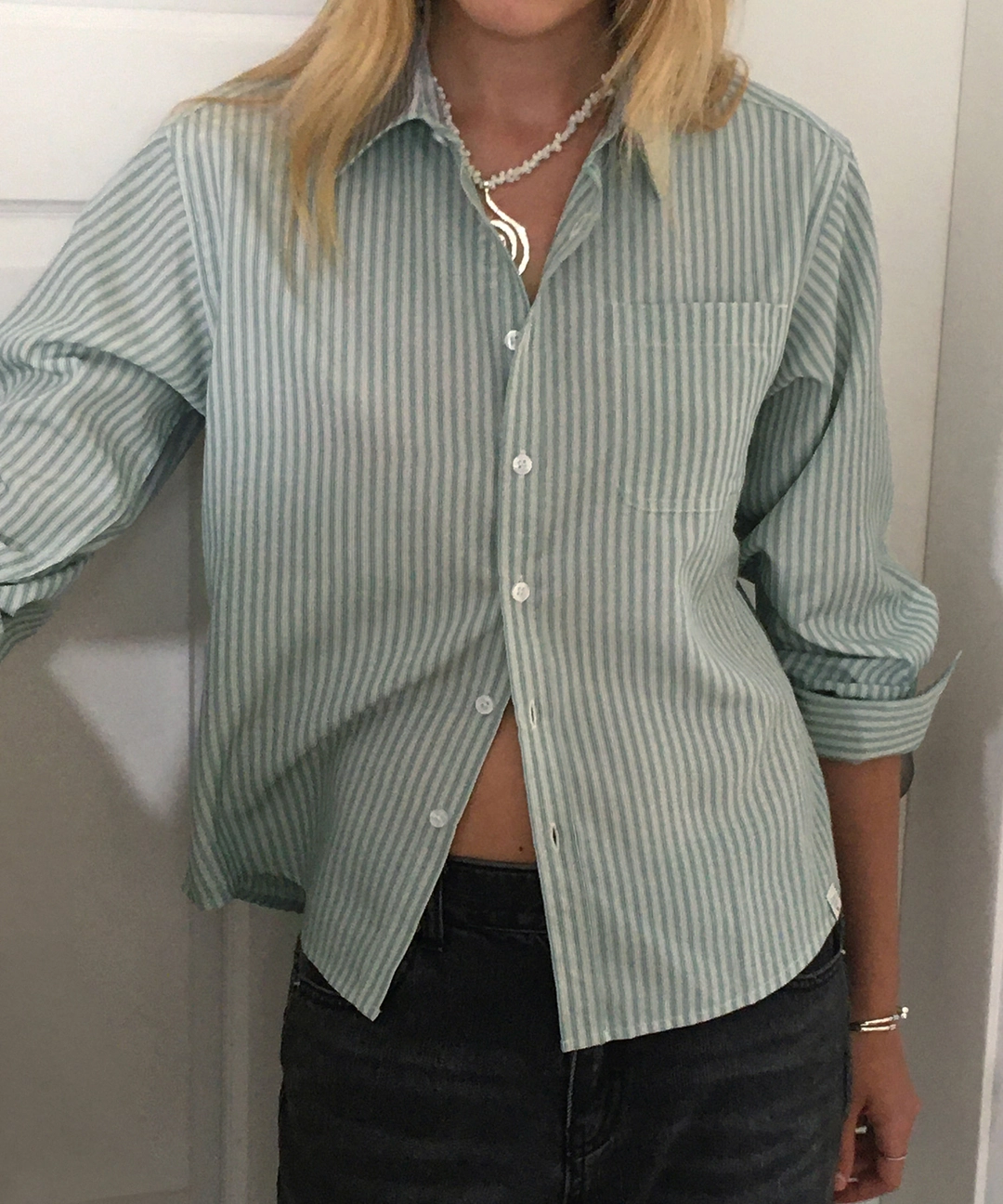 비터셀즈 Standard Lauren Stripe Shirt-Green 상품 이미지 2