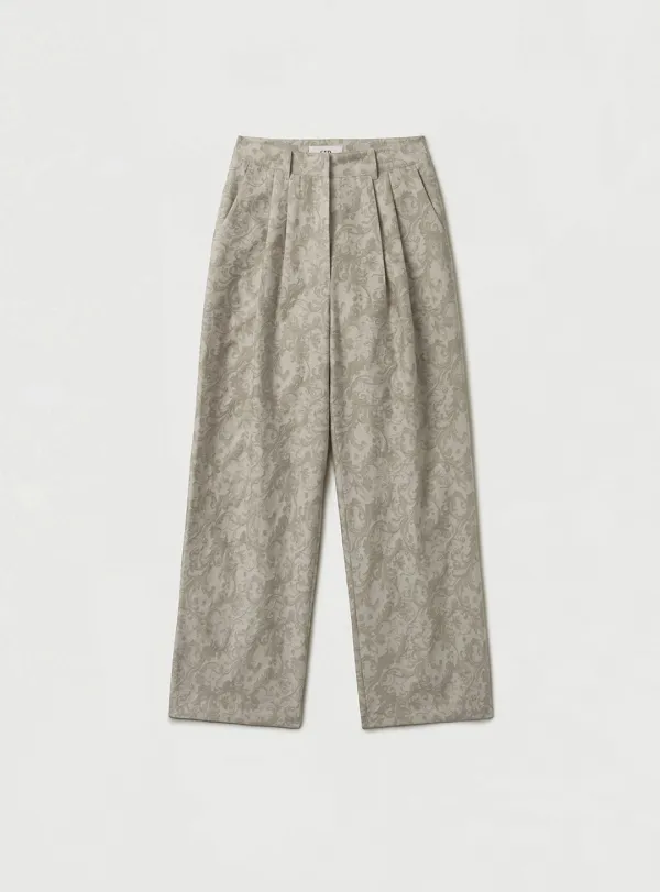 [2ND] JACQUARD WIDE TUCK PANTS