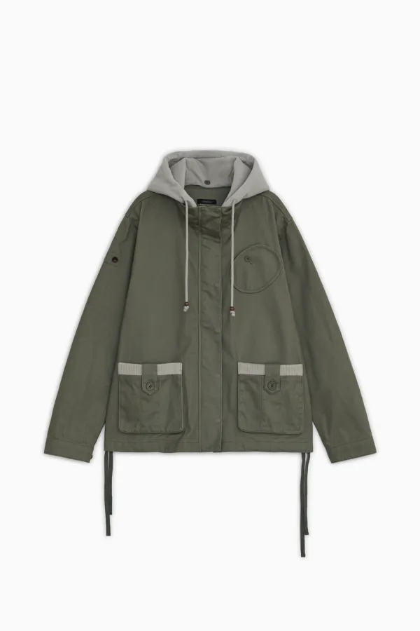 ROUND POCKET FISHTAIL JACKET, KHAKI