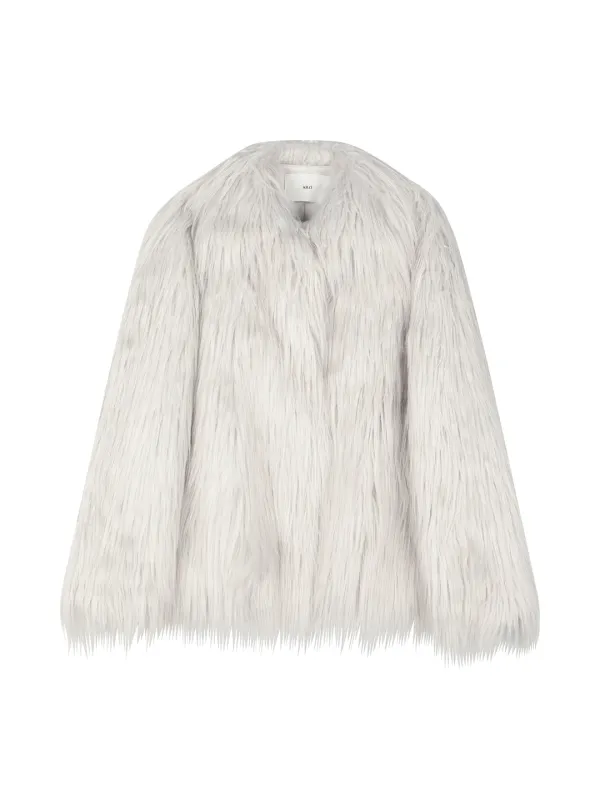 HAIRY FAUX FUR JACKET (LIGHT GRAY)