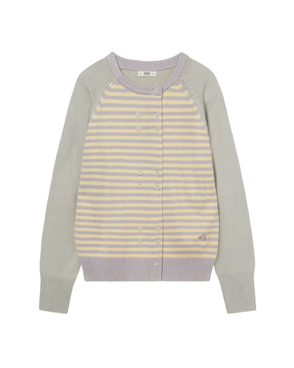 STRIPE BLOCK CARDIGAN [YELLOW]