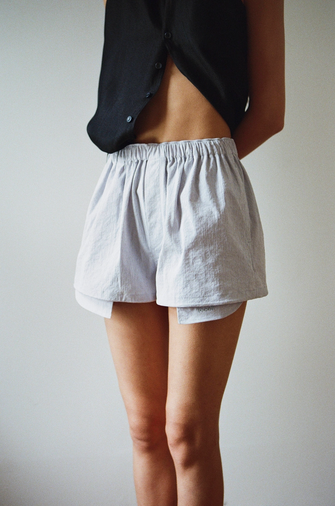 토콜 pinstripe string shorts - grey 상품 이미지 1