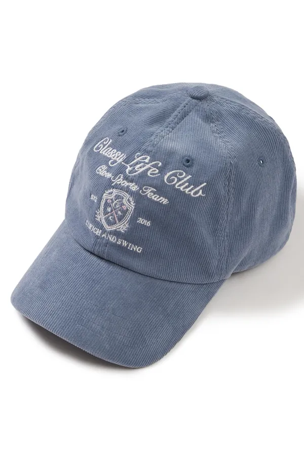 [24FW clove] Lettering Corduroy Ball Cap (Blue)
