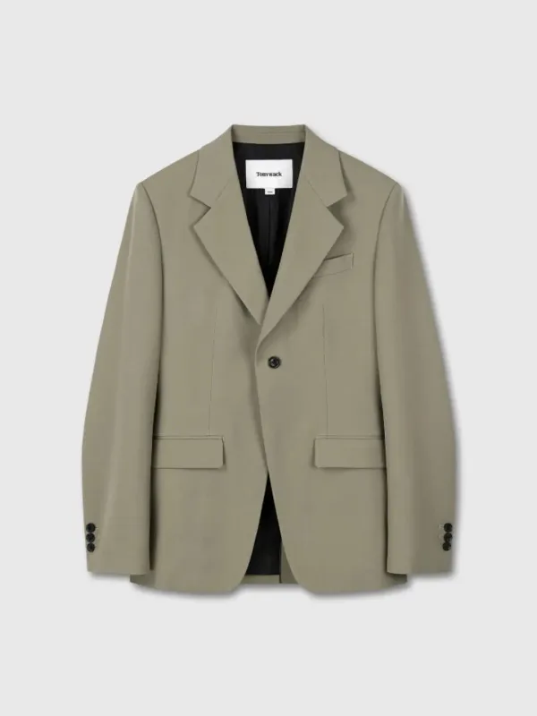 WOOL TWILL SINGLE-BREASTED BLAZER_ KHAKI