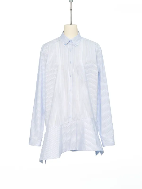 FW25 UNDERLINE BLUE STRIPE UNBALANCED SHIRT DRESS