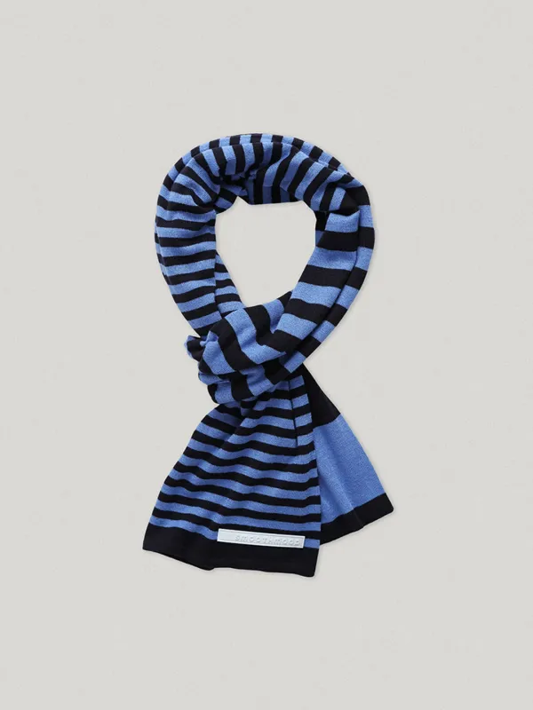 Soapy Striped Knit Scarf Blue