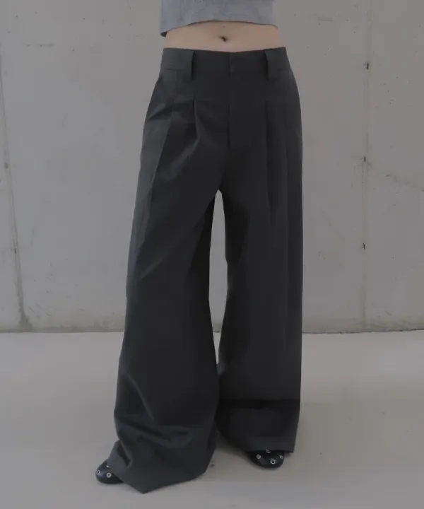 OVERSIZED VTG STRIPE TROUSERS - CHARCOAL