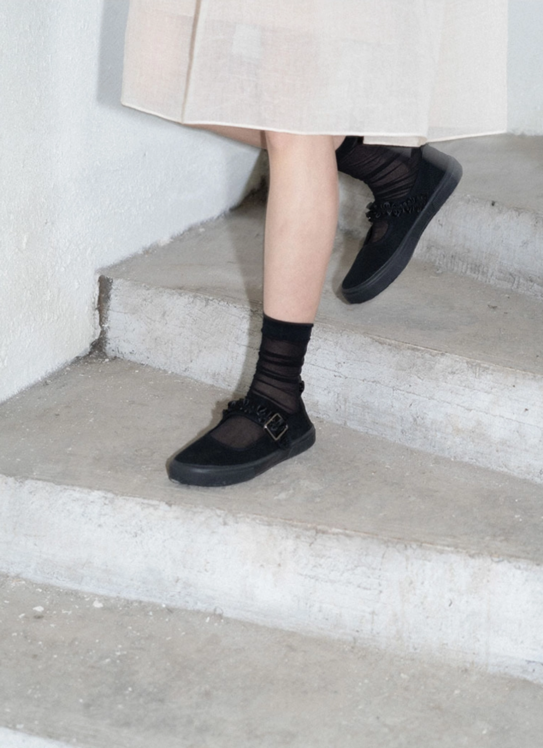 유노이아 [eunoia × NOVESTA] frill buckle canvas mary jane (open) 상품 이미지 2