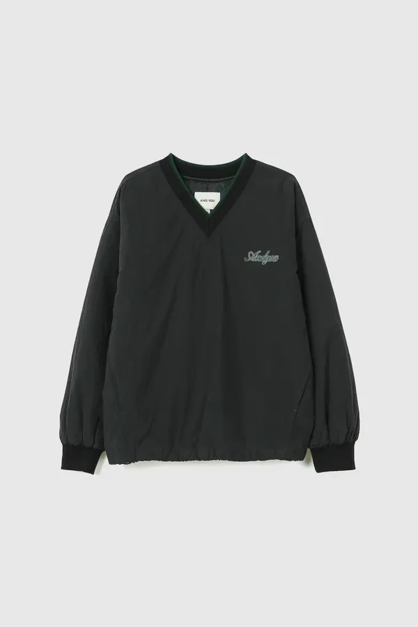 UNISEX 홀먼 브이넥 패딩 윈드 브레이커 (Black)