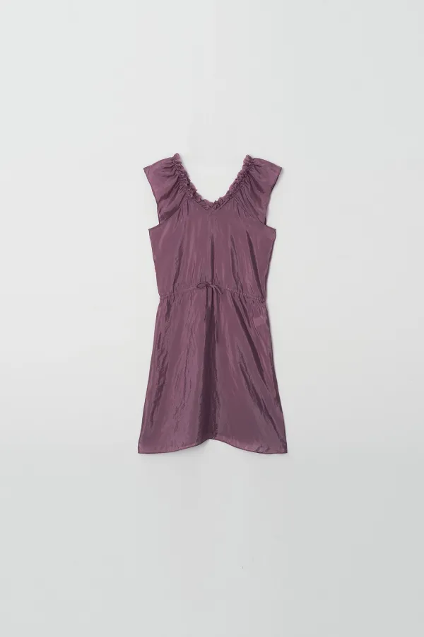 V-Neck Ruffle Detail Dress (purple)