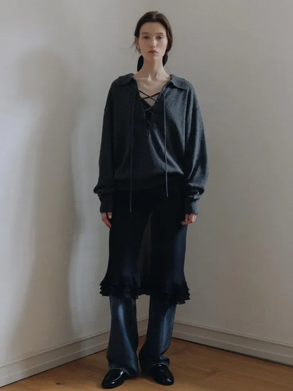 Lace-up Collar Knit [9/18 예약배송]