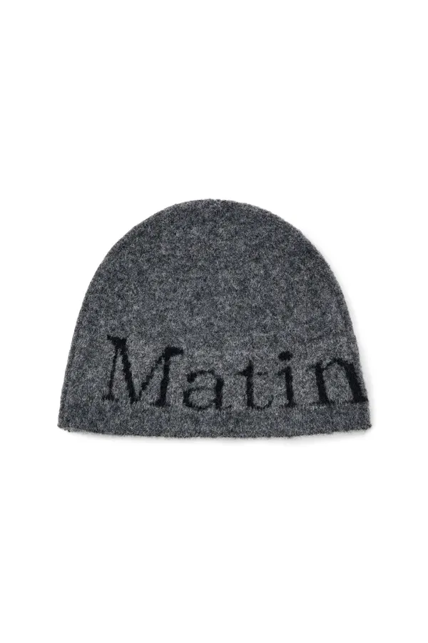 MATIN LOGO BOUCLE KNIT BEANIE IN CHARCOAL