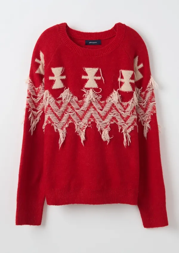 Frayed Voltage Knit Red