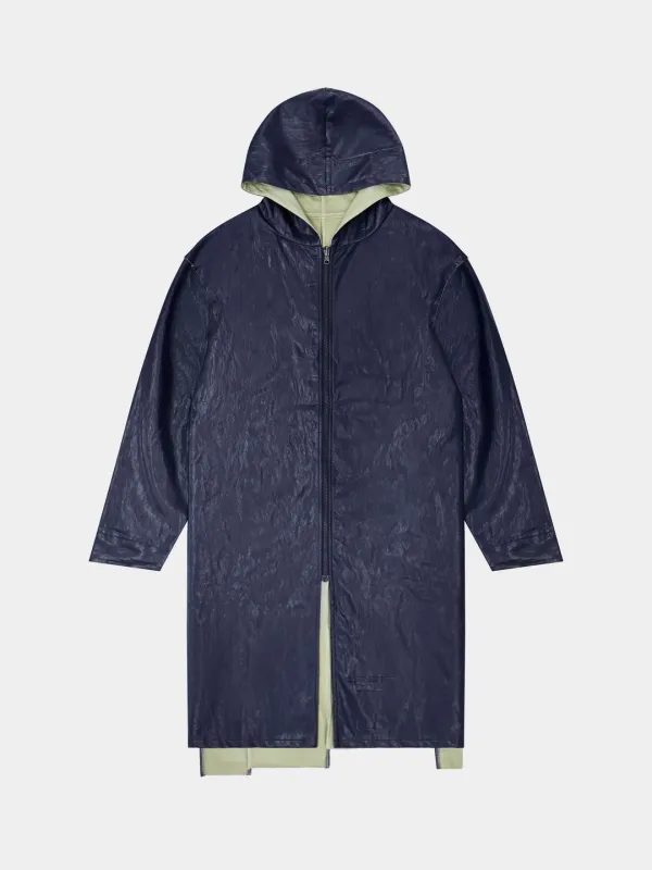 GLOSS INDIGO HOODED LONG COAT