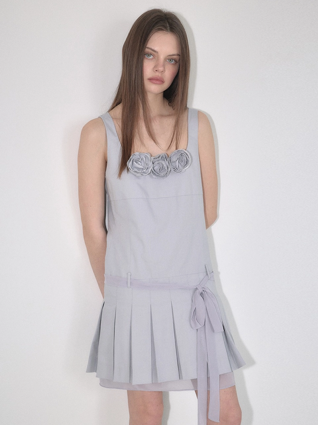마가린핑거스 BELTED PLEATS ONE-PIECE (GREY) 상품 이미지 2