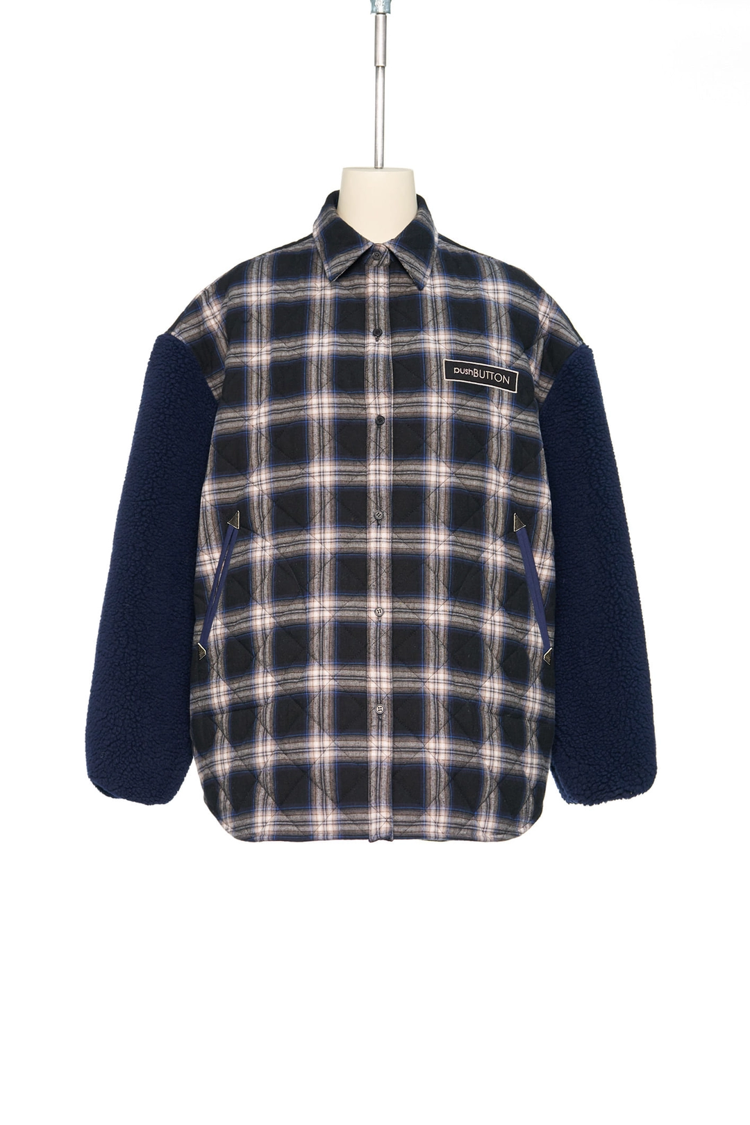 푸쉬버튼 FW25 UNDERLINE NAVY CHECK QUILTED JACKET 상품 이미지 2