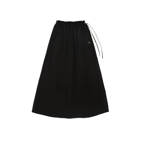 Frill Waist Long Skirt (ebony black)