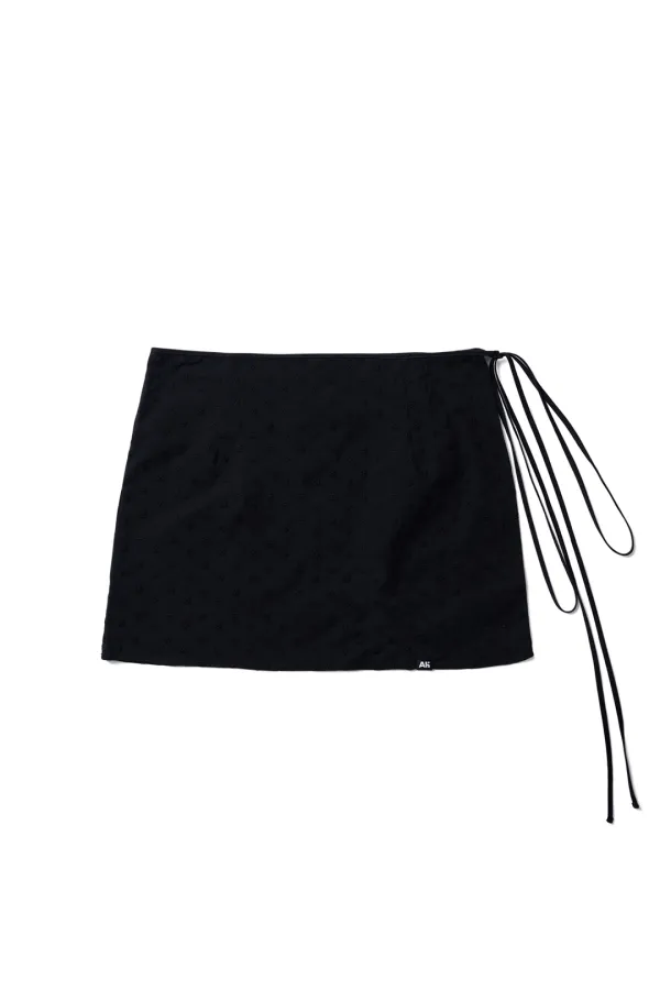 Flower Layered Mini Skirt Black