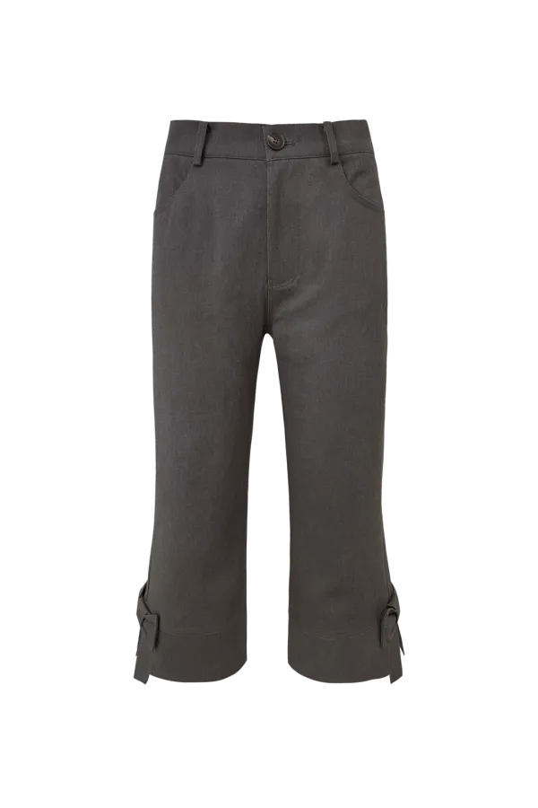 BOW CAPRI PANTS (CHARCOAL)