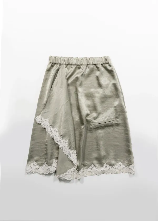 SATIN DRAPE SKIRT - KHAKI(4차 재입고)