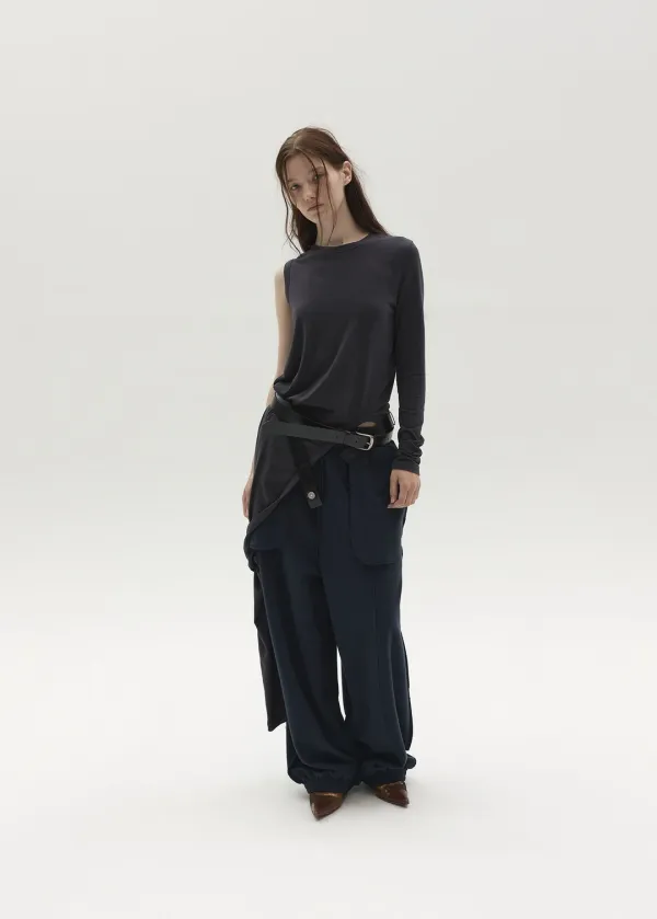 DIAGONAL WRAP TOP (NAVY)